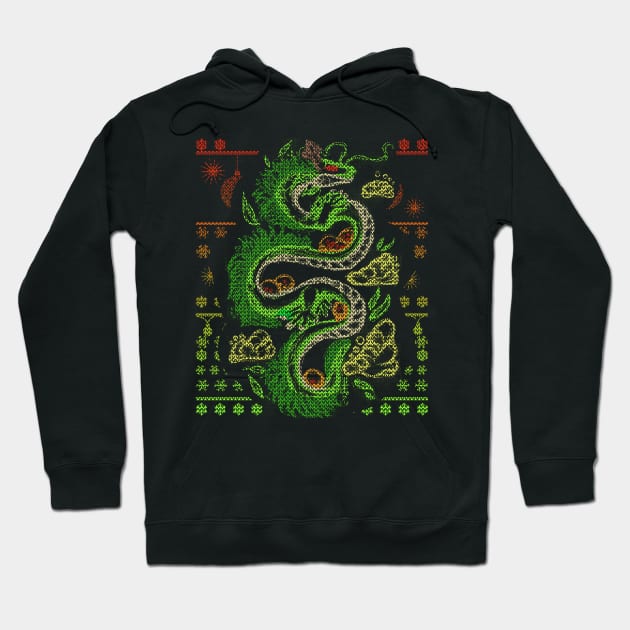 Ugly Christmas Dragon Sweater Hoodie by hybridgothica